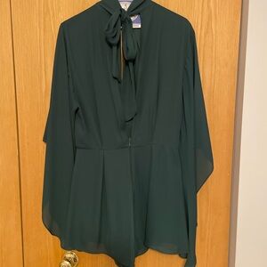 Hunter Green size medium chiffon romper with back, cut out!!!!!
